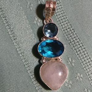 -2-LONDON BLUE TOPAZ, ONE WH./ CRYSTAL PRICE CHANGED, ADDED 18" STERLING CHAIN.